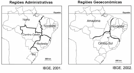 mapas das regiões administrativas do Brasil