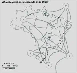 mapa massas de ar no Brasil
