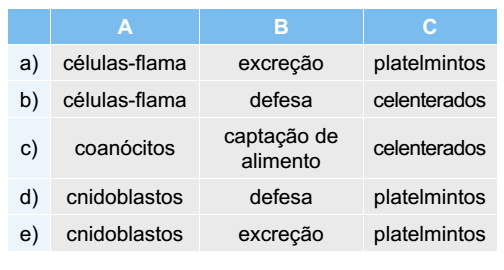 Platyhelminthes tabela células especializadas