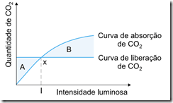 CO2 e intensidade luminosa gráfico