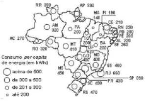 mapa consumo per capita de energia residencial por estado