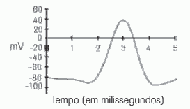 gráfico da variação do potencial da membrana do neurônio quando estimulado