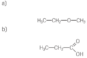 fórmula estrutural de um isômero de função das substâncias