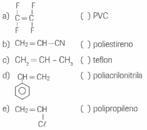 Relacione cada monômero ao polímero
