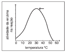 atividade enzimática de uma reação em função da temperatura