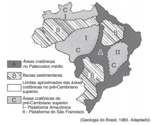 mapa grandes unidades estruturais do Brasil