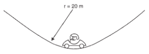 motorista em uma depressão de r = 20m