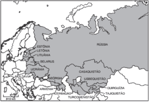 mapa PAÍSES DA ANTIGA UNIÃO SOVIÉTICA