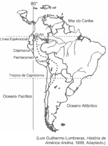mapa território que os Incas dominaram
