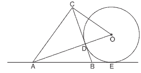 circunferência de centro em O e raio r tangencia o lado BC do triângulo ABC no ponto D e tangencia a reta AB no ponto E