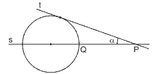 reta s passa pelo ponto P e pelo centro da circunferência de raio R, interceptando-a no ponto Q, entre P e o centro