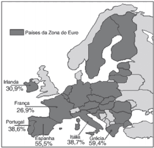 mapa países da zona do euro