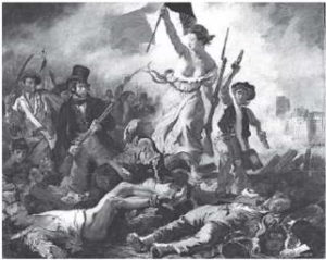 pintura: A Liberdade guiando o povo de Delacroix