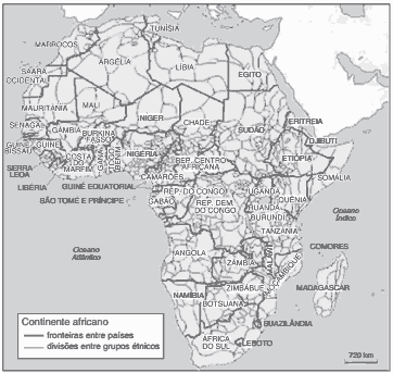 fronteiras territoriais dos diversos Estados-nacionais e as divisões entre grupos étnicos locais