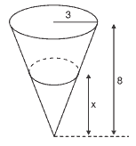 copo em forma de cone com altura 8 cm e raio da base 3 cm