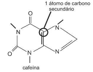 fórmula química da cafeína e átomo de carbono secundário