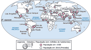 mapa das megacidades em 2000