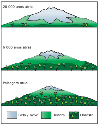 modificações ambientais ocorridas durante os últimos 20 000 anos em uma região de montanha