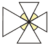 círculo de 3 cm de raio e quatro triângulos equiláteros