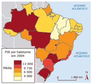 mapa distribuição das atividades econômicas e da população sobre o território brasileiro