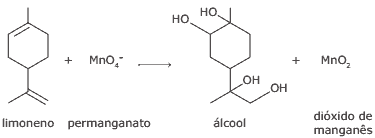 fórmulas estruturais do limoneno e álcool
