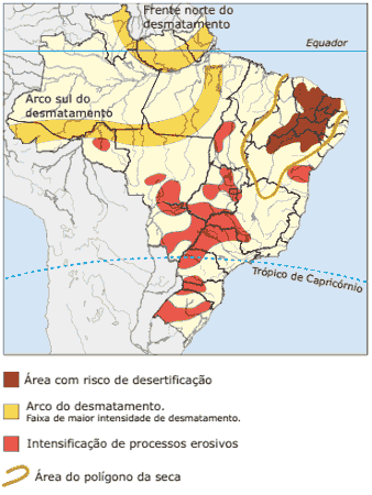 mapa problemas ambientais brasileiros
