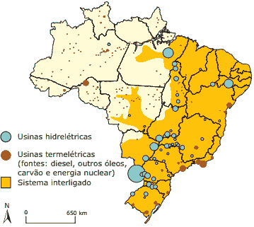 mapa do Brasil e usinas elétricas