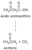 ácido acetoacético e acetona fórmulas químicas