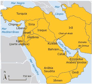 simulado mapa Conflitos no Líbano, Irã e Iraque