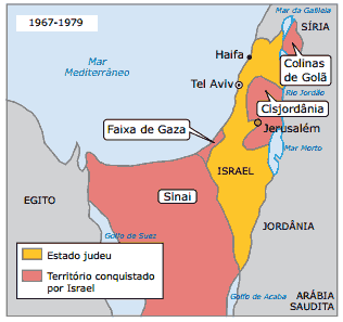 mapa Palestina Após a Guerra dos Seis Dias