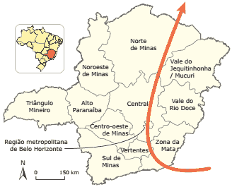mapa das mesorregiões de Minas Gerais