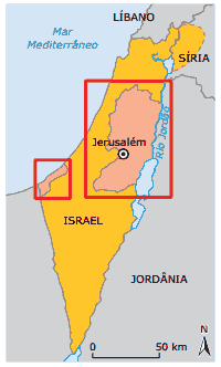 mapa área do Oriente Médio com  grandes tensões geopolíticas
