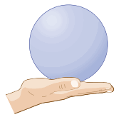 esfera maciça de diâmetro igual a 10 cm na mão