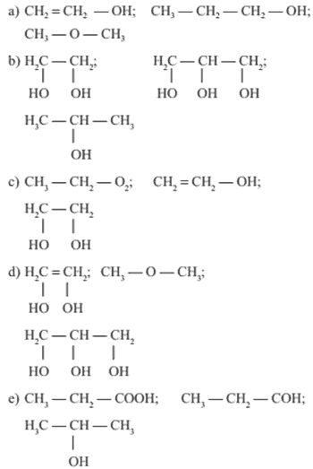compostos da função álcool fórmulas químicas