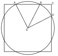 quadrado e um círculo com área igual a 4 cm2