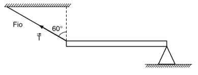 Uma barra homogênea e horizontal de 2 m de comprimento e 10 kg