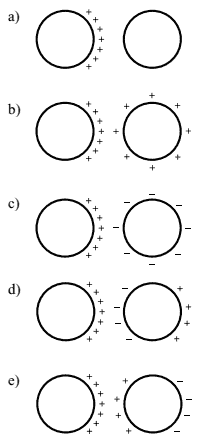 esquema que melhor representa a distribuição final de cargas nas duas esferas
