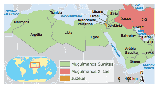 mapa sunitas e xiitas