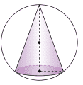 cone circular reto em uma esfera