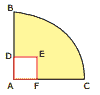 quadrante de círculo de raio 3 cm e ADEF é um quadrado