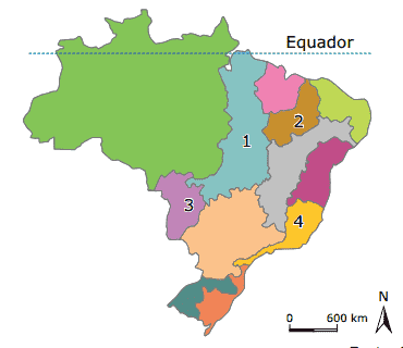 mapa representando algumas bacias hidrográficas brasileiras