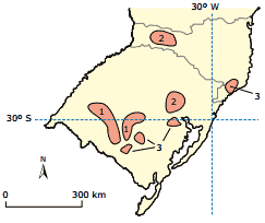 mapa recursos hídricos dos estados do Rio Grande do Sul e de Santa Catarina