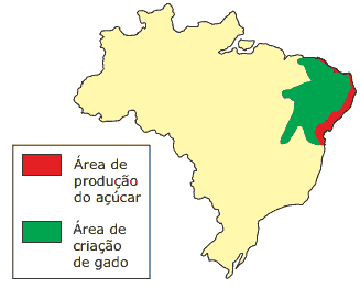mapa brasil pecuária açucar no brasil colônia