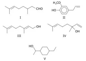 estruturas químicas de substâncias responsáveis por odores