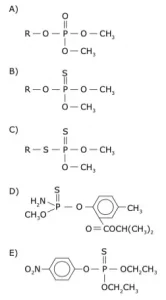 fórmula estrutural pesticida organofosforado Tipo B, que apresenta grupo etoxi
