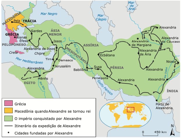 mapa expansões de Alexandre o grande