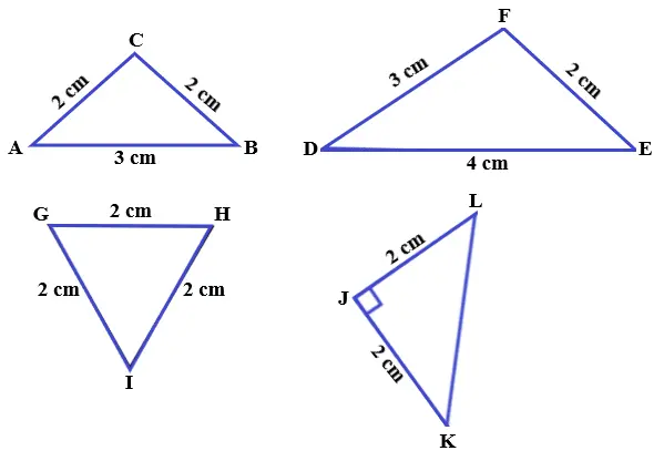 quatro triângulos medidas 6 ano