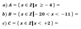 elementos conjuntos de números inteiros