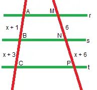 exercícios sobre retas paralelas e teorema de tales  com gabarito