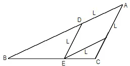 losango ADEF inscrito no triângulo ABC